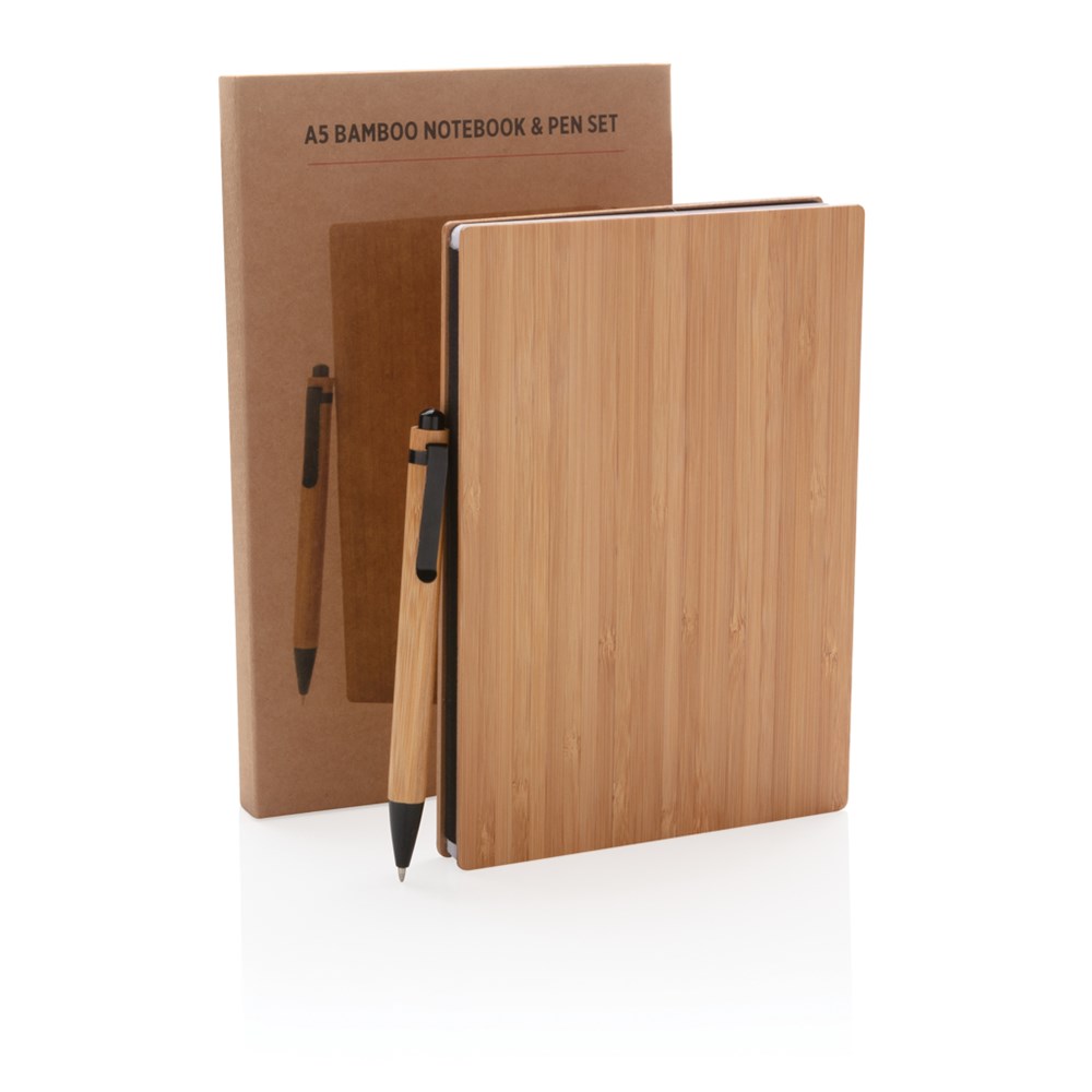 A5 Bamboe notitieboek & pen set