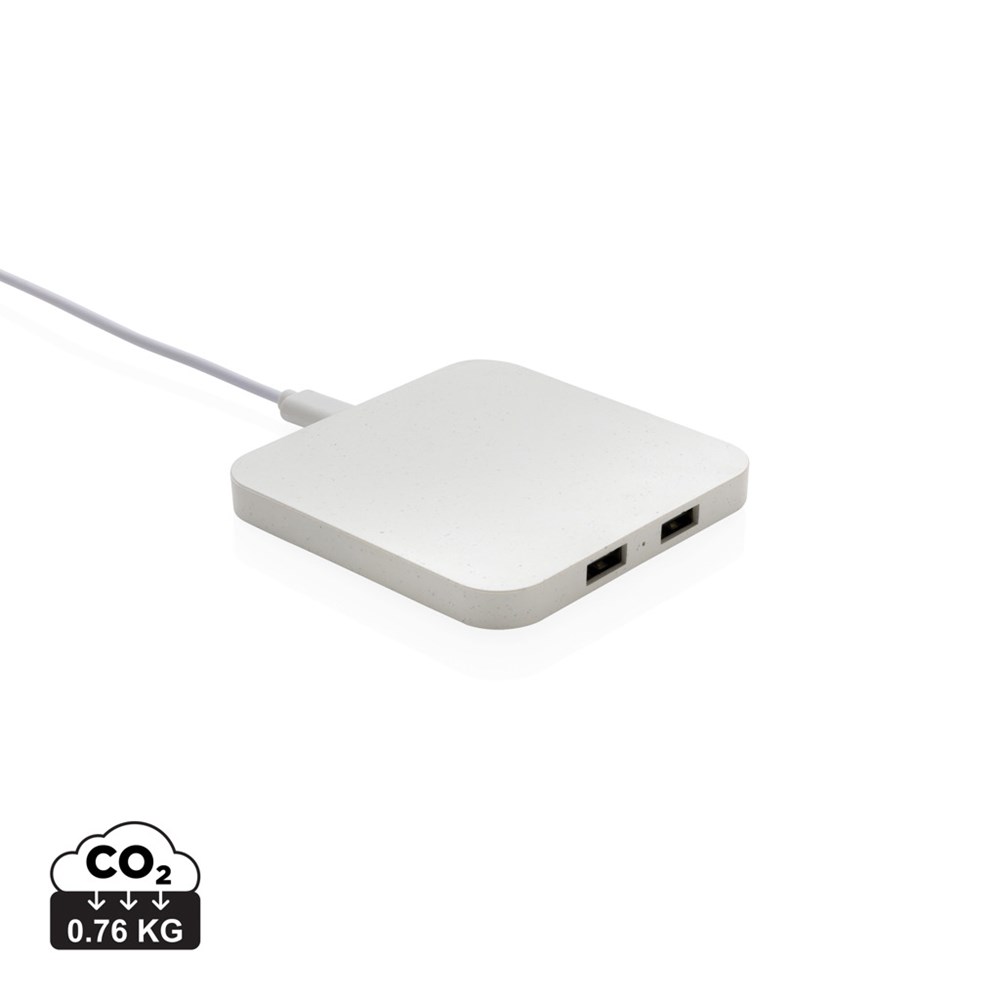 RCS gerecycled plastic 10W draadloos oplader met USB-poorten