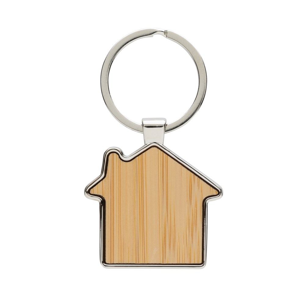 RCS huissleutelhanger van gerecycled zinc alloy met bamboe