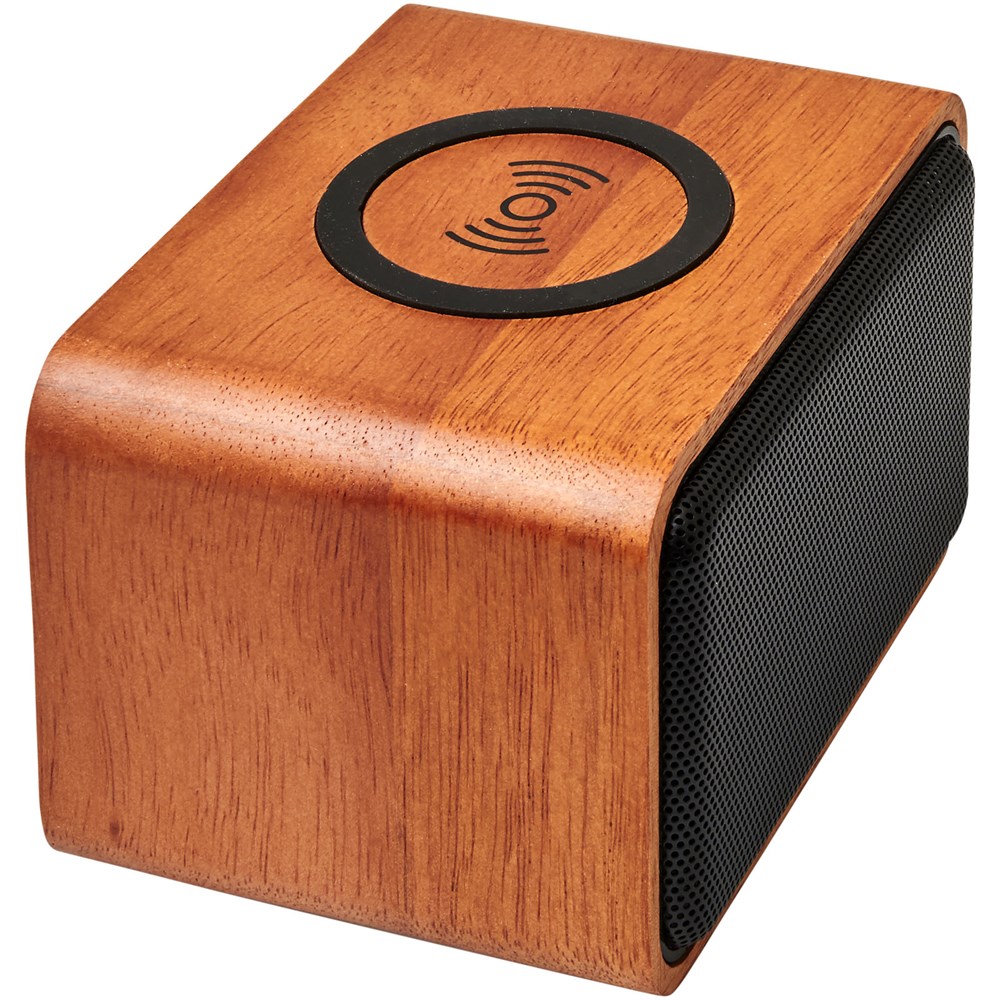 Houten 3W speaker met draadloos oplaadstation