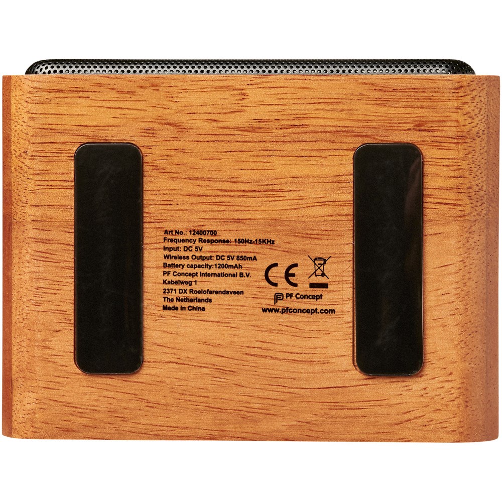 Houten 3W speaker met draadloos oplaadstation