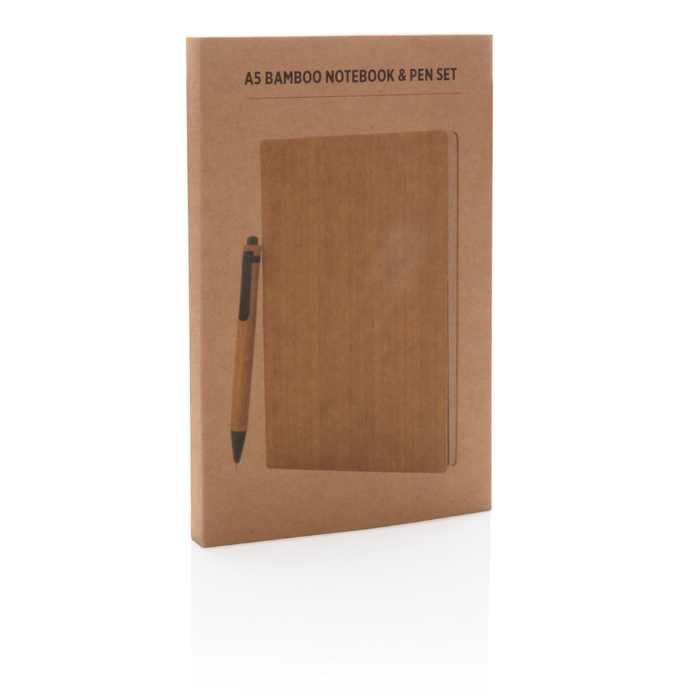 A5 Bamboe notitieboek & pen set