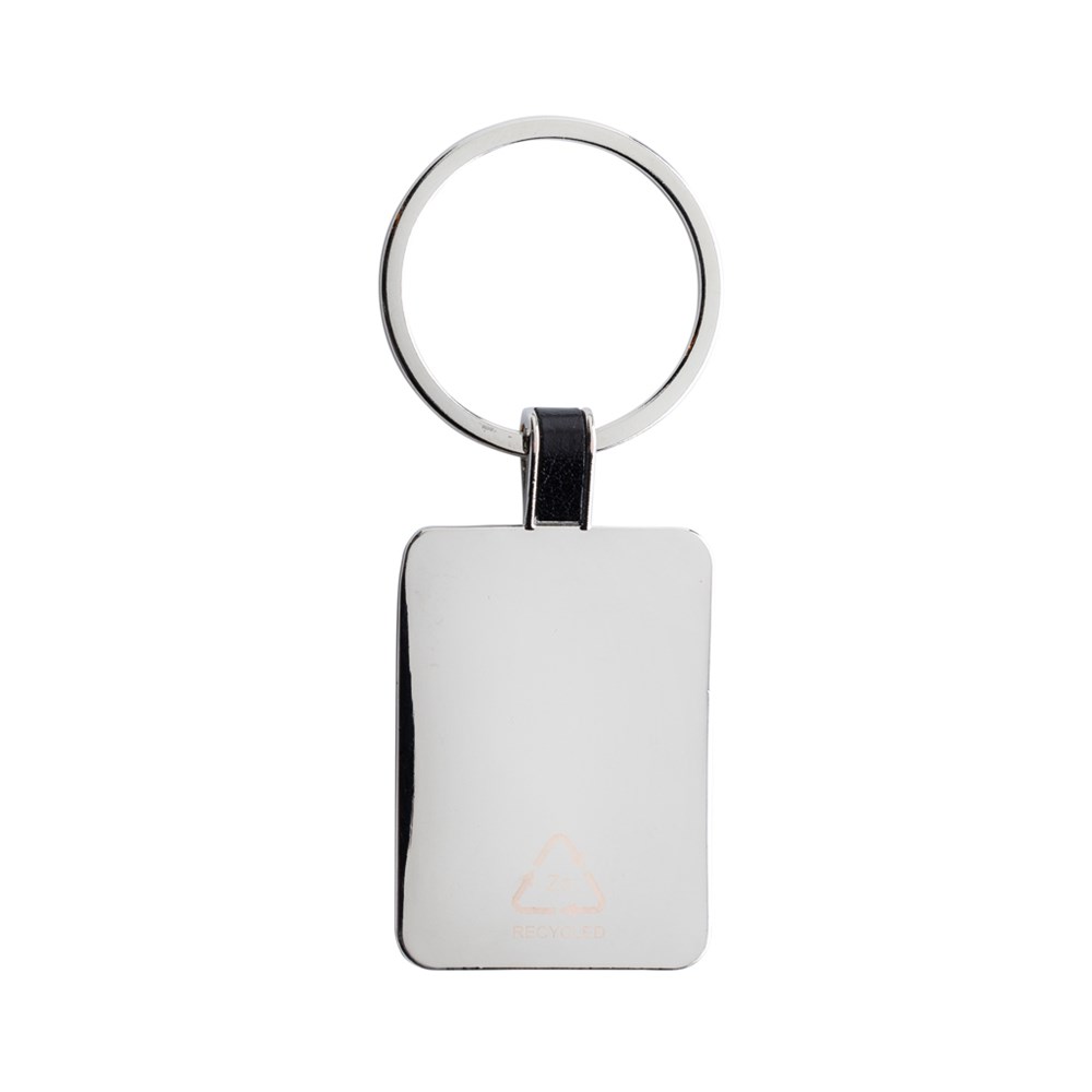 RCS rechthoekige sleutelhanger van gerecycled zinc alloy