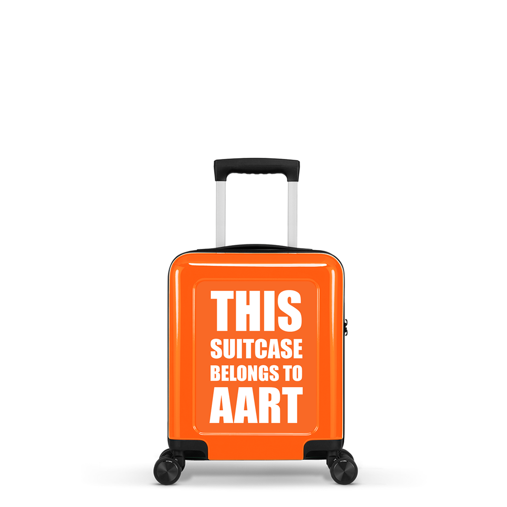 STICKERCASE® 14" Handbagage mini oranje - met gepersonaliseerde sticker en/of individuele namen